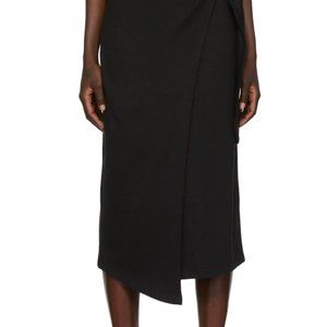 VINCE Skirt Wrap Midi Buckle Jersey Black Size Medium
